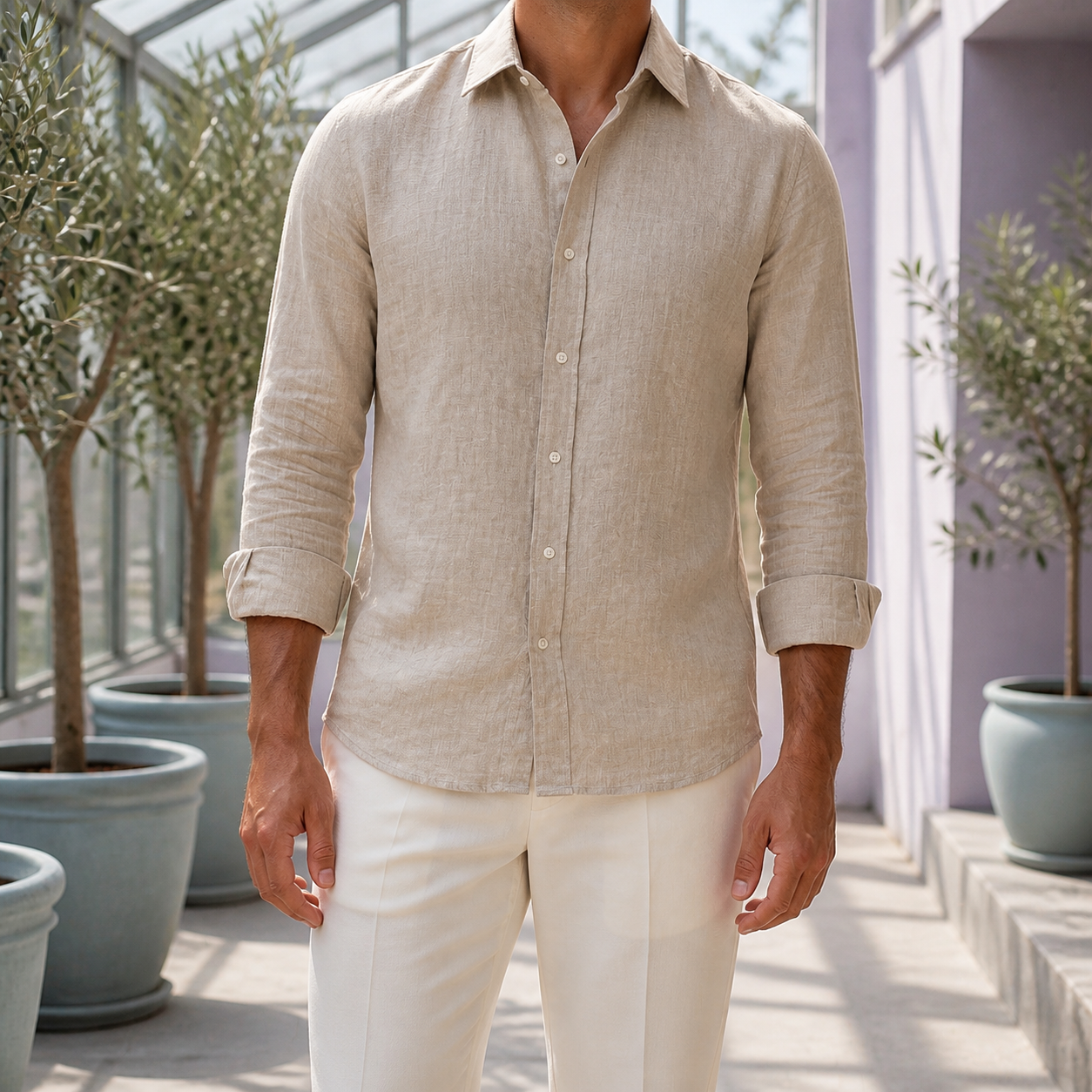 Beige shirt front view