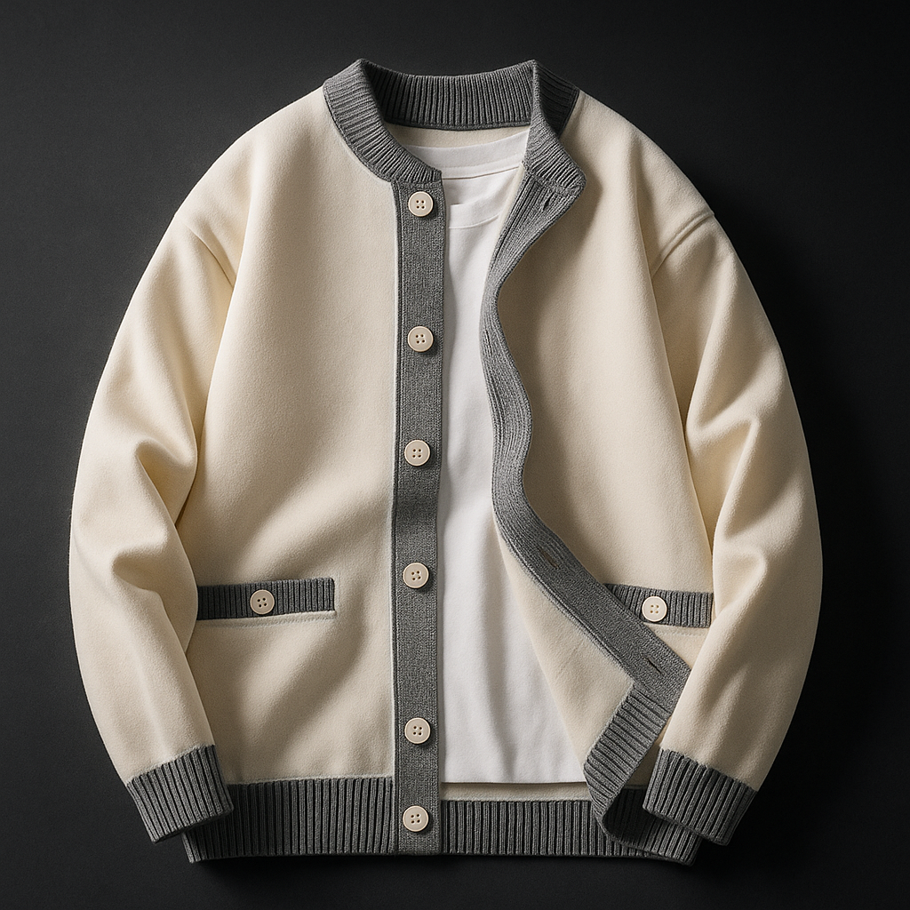 Men's Two Tone Cardigan | Heavyweight Button Front Knit - image 3