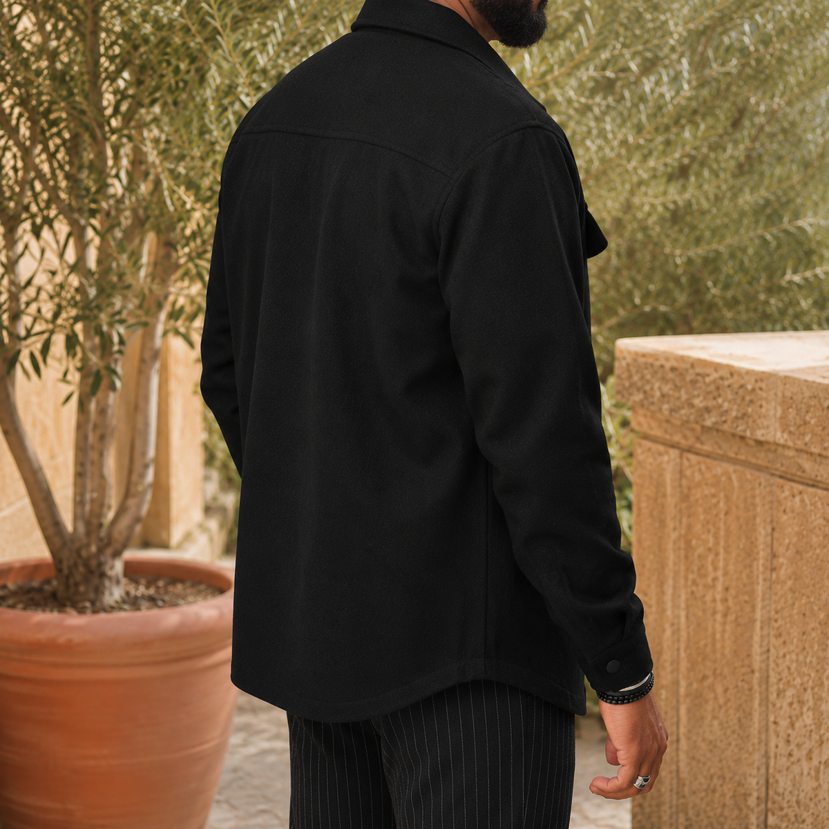 Jacket additional view 2 showing the snap front and flap chest pockets