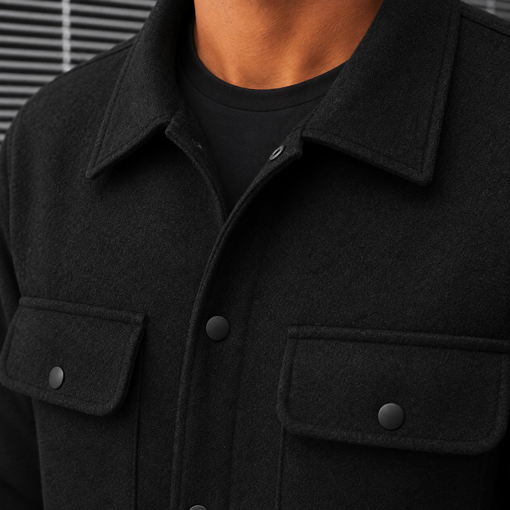 Jacket additional view 3 showing the snap front and flap chest pockets