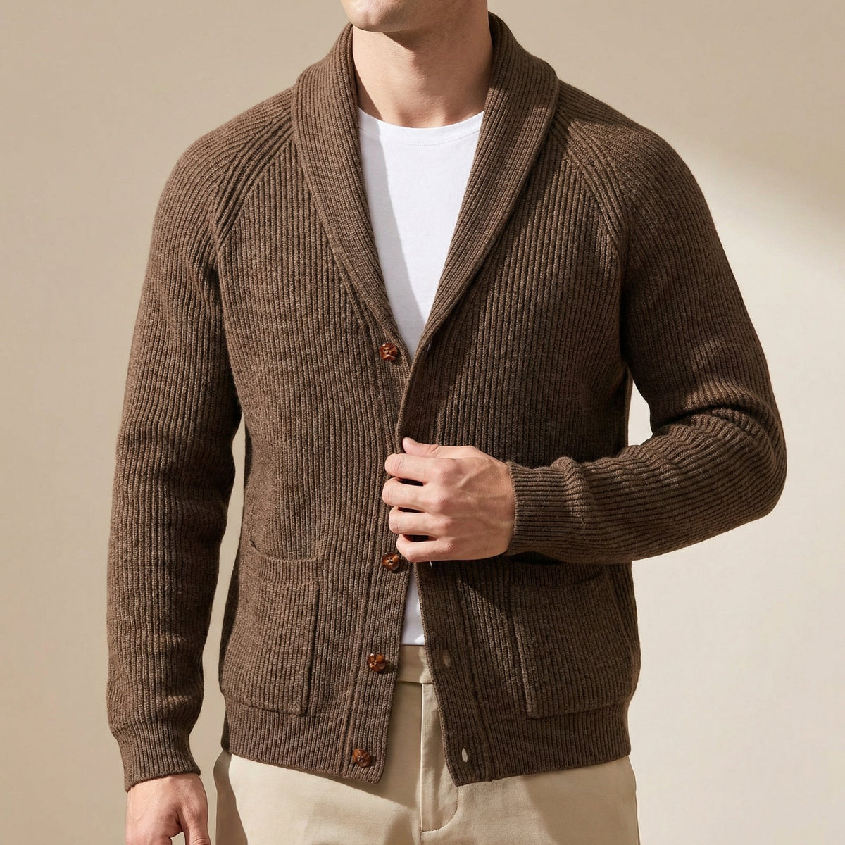 Men's Wool Cardigan | Tailored Lightweight Textured Layer - image 3