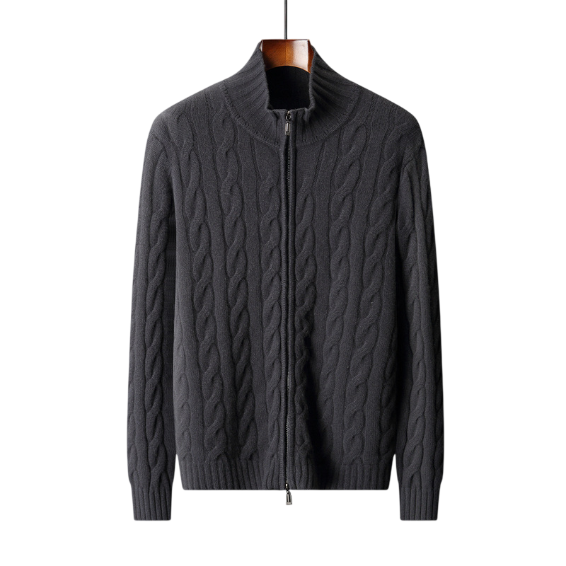 Men's Wool Zip Mock Neck | Structured Full Zip Knit - image 1