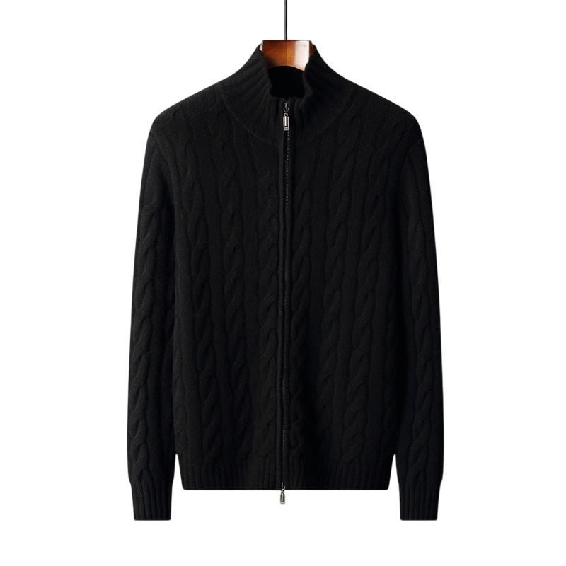 Men's Wool Zip Mock Neck | Structured Full Zip Knit - image 2