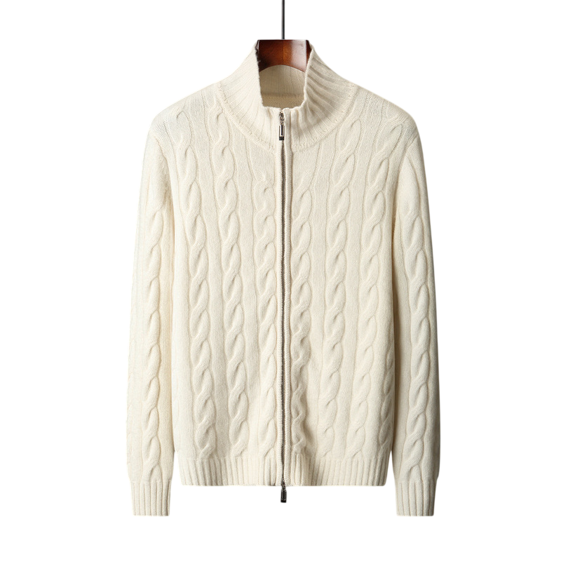 Men's Wool Zip Mock Neck | Structured Full Zip Knit - image 3