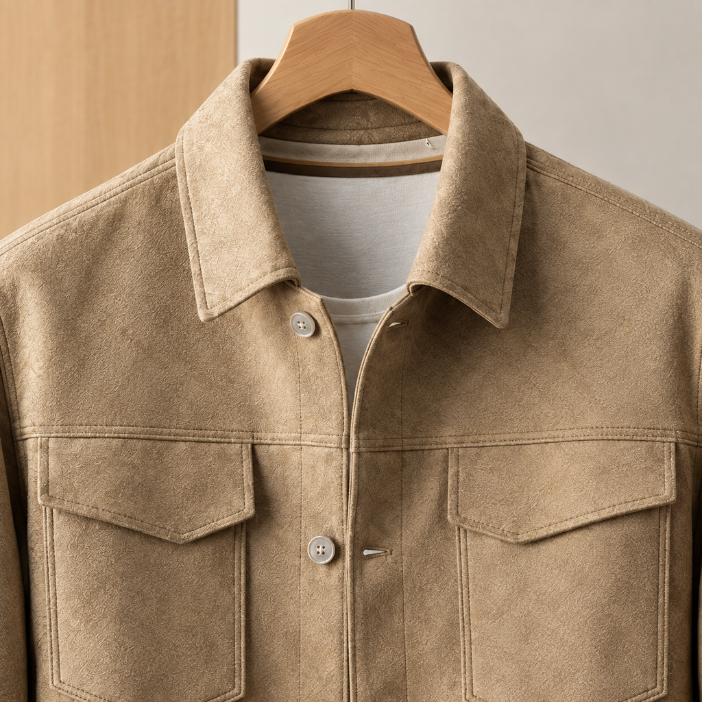 Workwear Jacket detail view 2 showing the brushed finish and four pocket layout.
