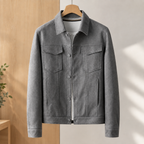 Workwear Jacket in Gray showing the brushed finish and four pocket layout.