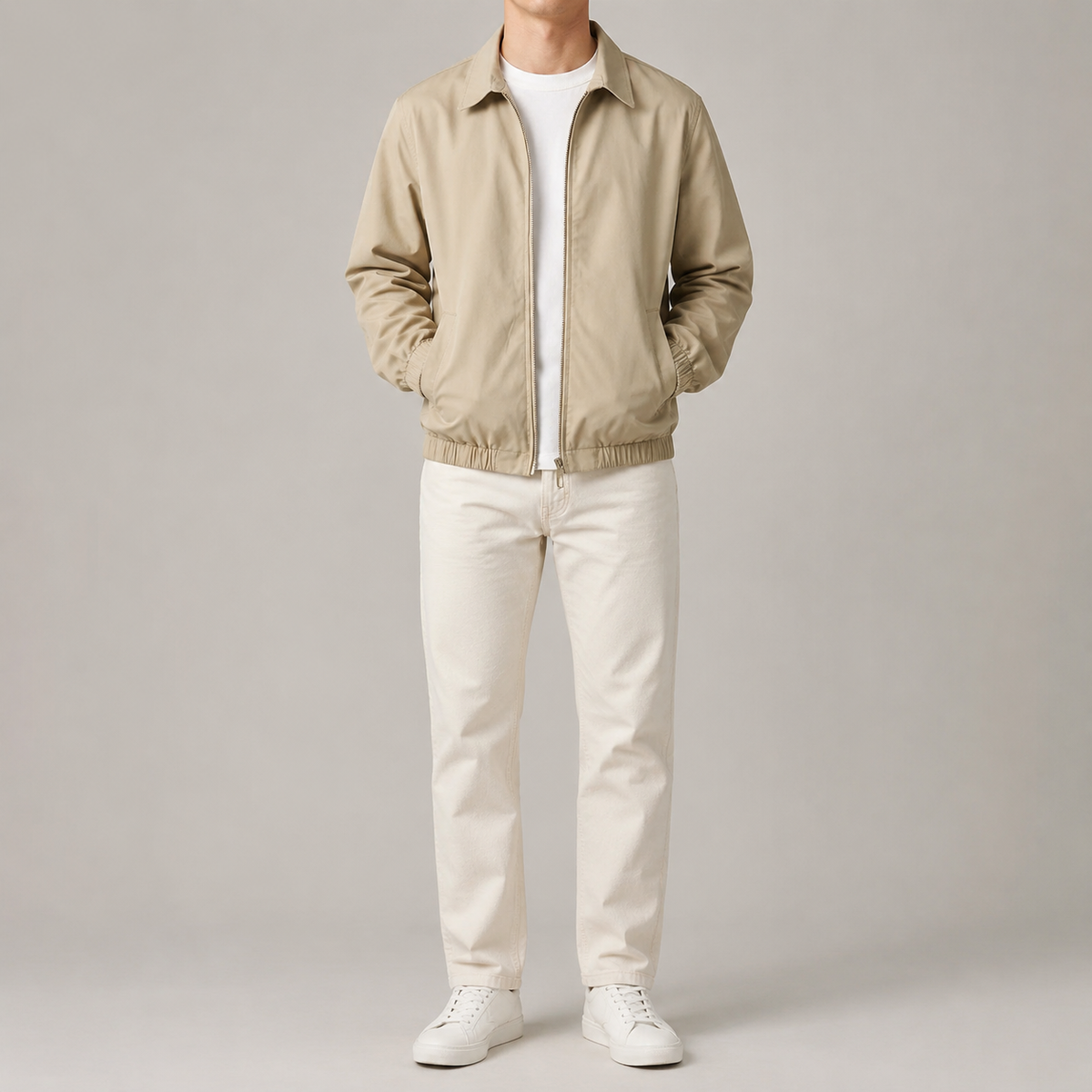 Additional view 1 of the Cream quilted jacket showing the tonal quilting and relaxed shape and construction