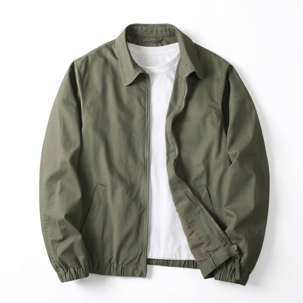 Quilted Jacket in Green showing the tonal quilting and relaxed shape