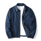 Quilted Jacket in Navy showing the tonal quilting and relaxed shape