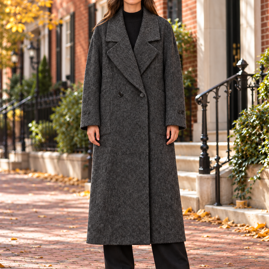 Gray overcoats worn on a Washington DC street.