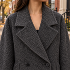 Close-up of the overcoats showing the collar and fabric texture.