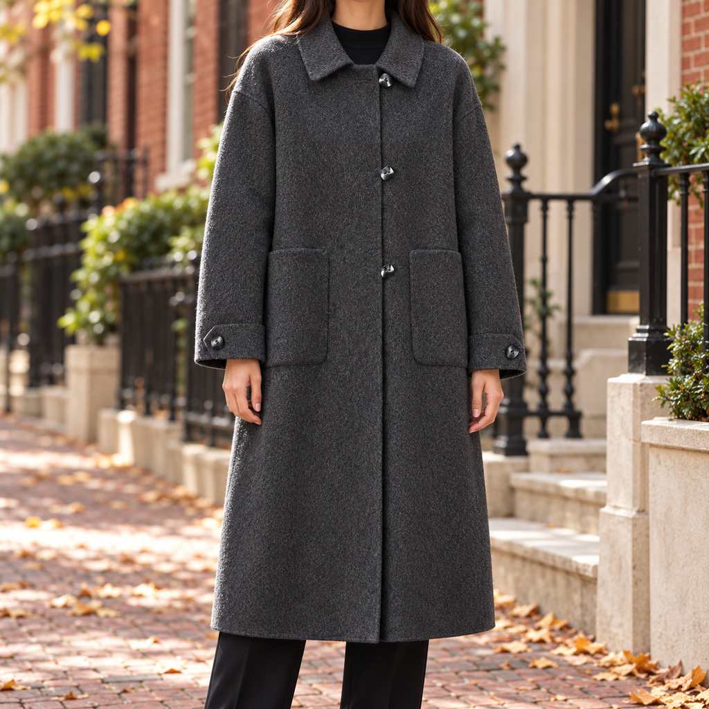 Dark Gray overcoats worn on a Washington DC street.