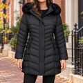 Black puffer jackets worn on a Washington DC street.