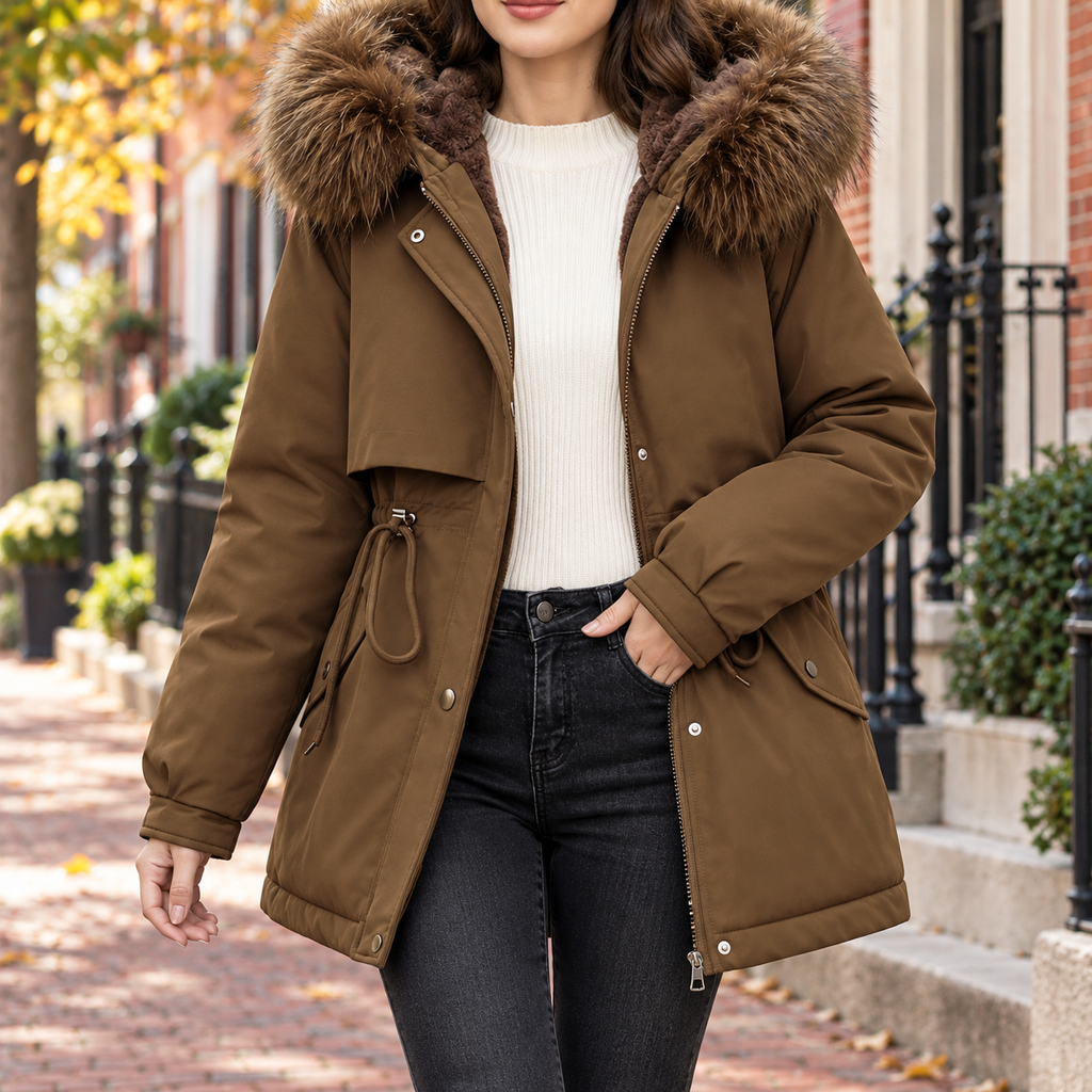 Brown parka worn on a Washington DC street.