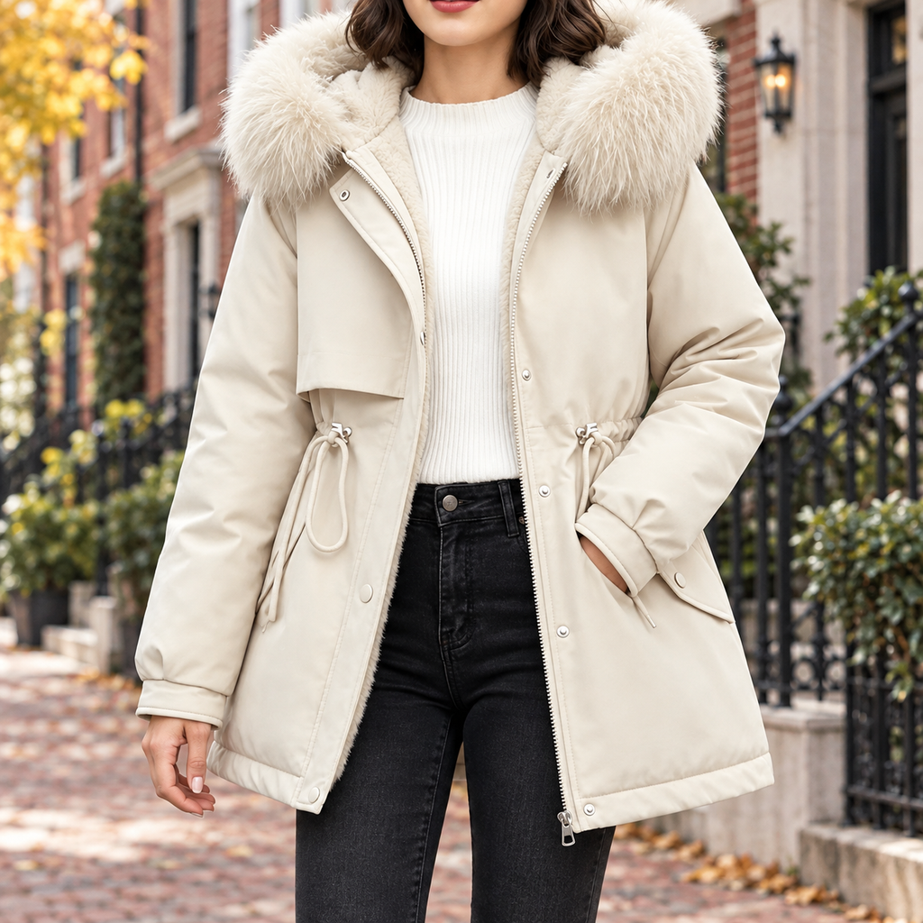 White parka worn on a Washington DC street.