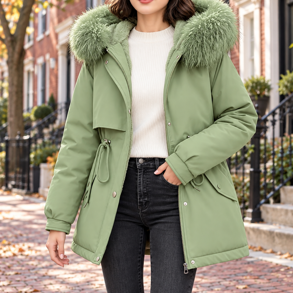 Light green parka worn on a Washington DC street.
