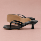 Two black kitten heel sandals