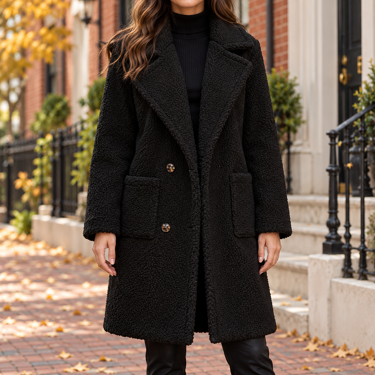 Black overcoats worn on a Washington DC street.