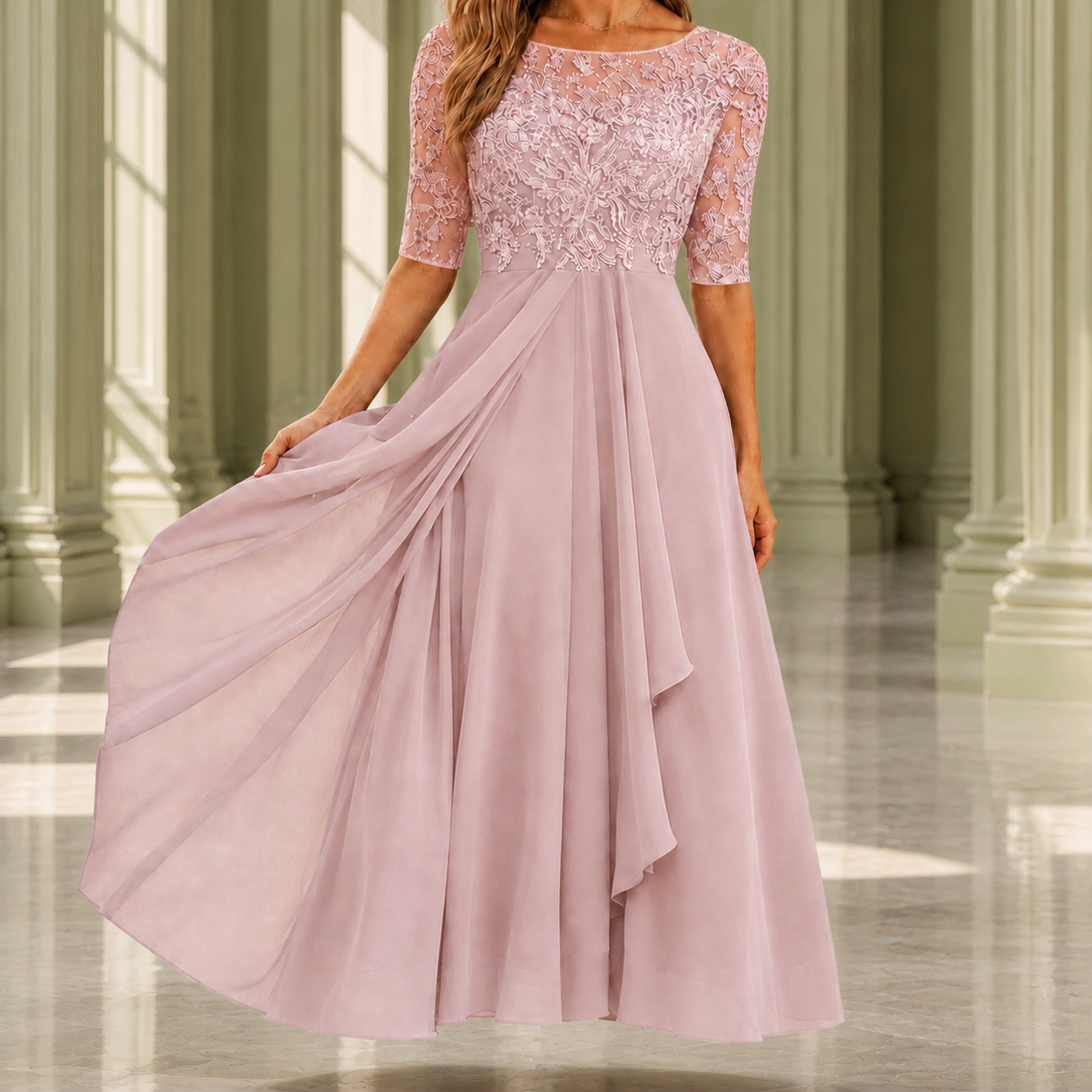 Pink midi dress