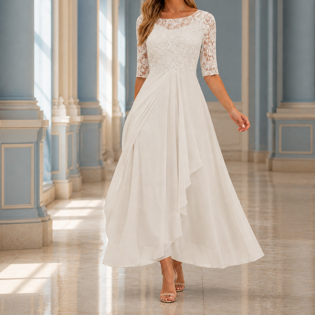 White midi dress