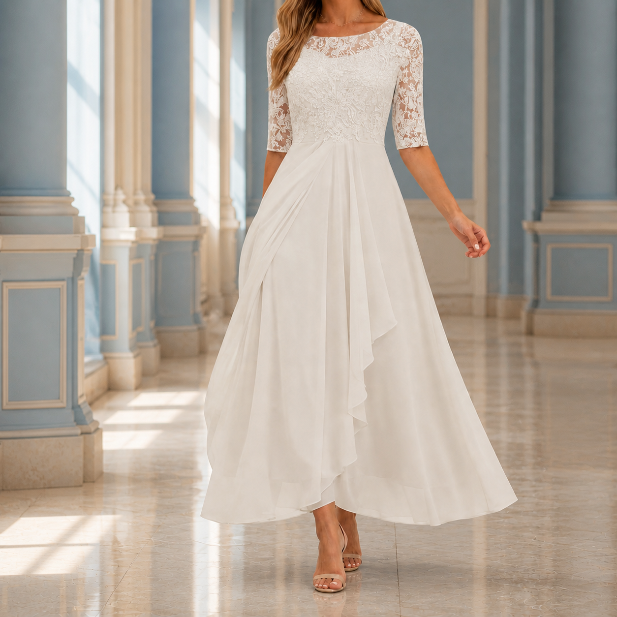 White midi dress