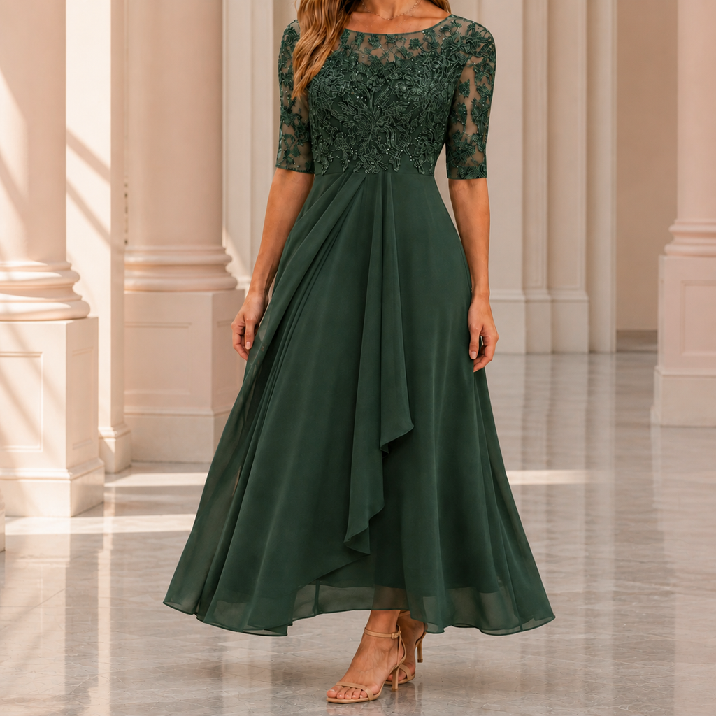 Dark green midi dress