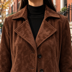Close-up of the overcoat showing the collar and fabric texture.