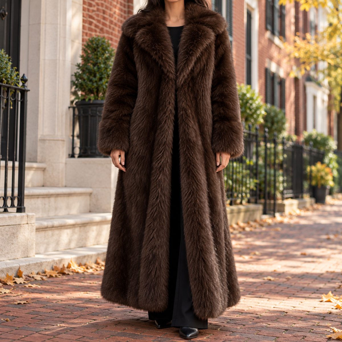 Dark Brown overcoats worn on a Washington DC street.