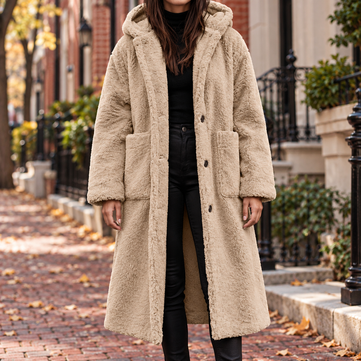 Beige overcoats worn on a Washington DC street.