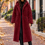 Red overcoats worn on a Washington DC street.