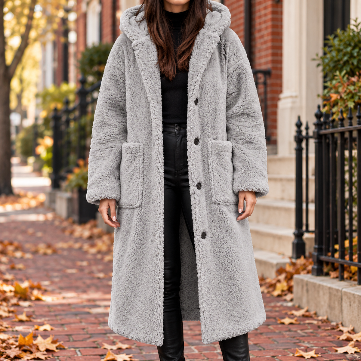 Gray overcoats worn on a Washington DC street.