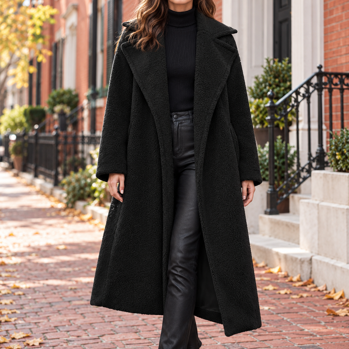 Black overcoats worn on a Washington DC street.