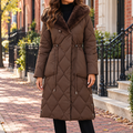 Brown puffer jacket worn on a Washington DC street.