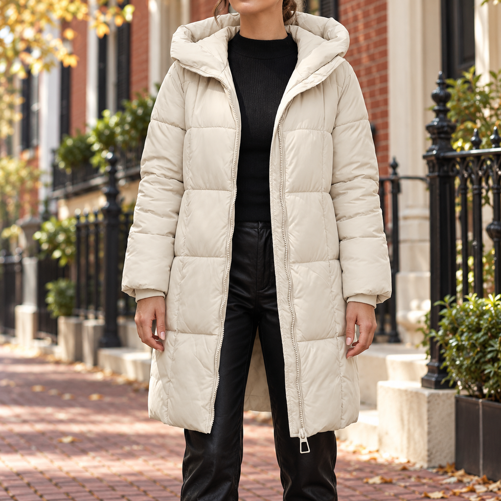 White puffer jackets worn on a Washington DC street.