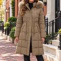 Brown puffer jackets worn on a Washington DC street.
