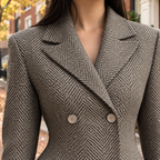 Close-up of the overcoat showing the collar and fabric texture.