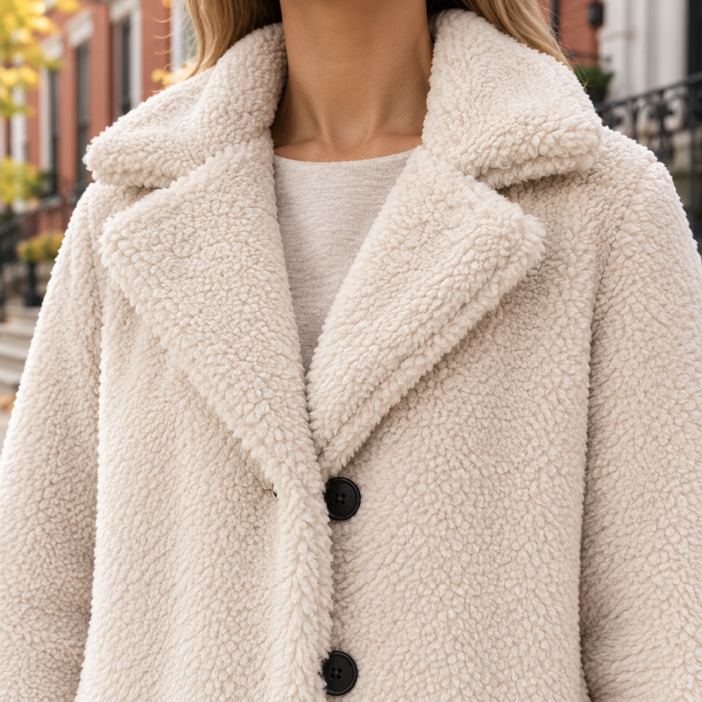 Close-up of the overcoats showing the collar and fabric texture.