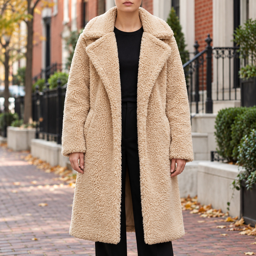 Cream overcoats worn on a Washington DC street.