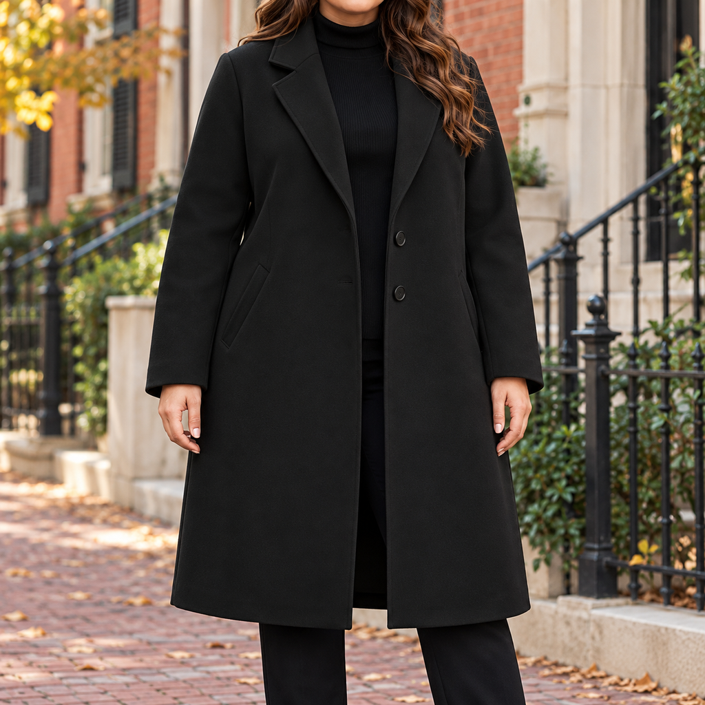 Black overcoats worn on a Washington DC street.