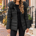 Black puffer jackets worn on a Washington DC street.