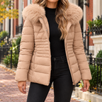 Beige puffer jackets worn on a Washington DC street.