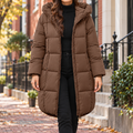 Brown puffer jackets worn on a Washington DC street.