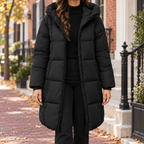 Black puffer jackets worn on a Washington DC street.