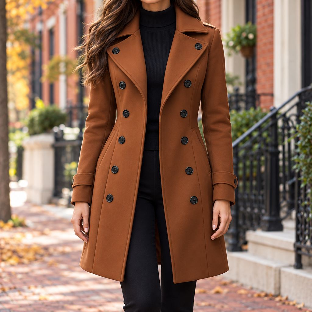 Brown overcoat worn on a Washington DC street.