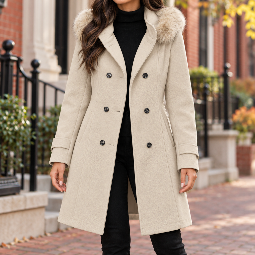 Beige trench coat worn on a Washington DC street.