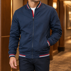 Men's Bomber Jacket | Striped Rib Trim, Multiple Colors, Everyday Outerwear product photo 0