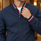 Men's Bomber Jacket | Striped Rib Trim, Multiple Colors, Everyday Outerwear product photo 1
