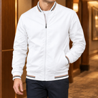 Men's Bomber Jacket | Striped Rib Trim, Multiple Colors, Everyday Outerwear product photo 3