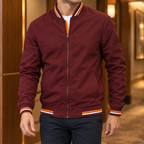 Men's Bomber Jacket | Striped Rib Trim, Multiple Colors, Everyday Outerwear product photo 5