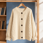 Men's Cable Knit Cardigan | Cotton Blend, Five Button Front, Oversized Fit product photo 3